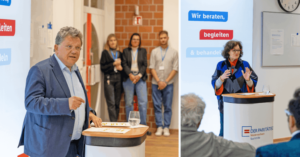 Eröffnungsfeier - Wohn- und Tagesstätte Hannover Leinemasch - Dr. Andreas Philippi und Michaela Michalowitz halten eine Rede