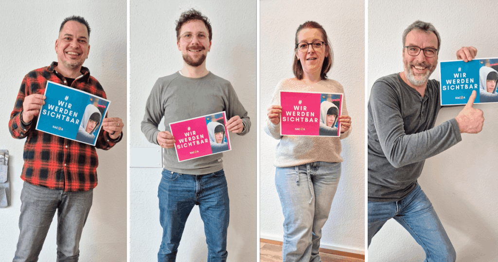 Kolleg:innen der Drobs Hannover zeigen Gesicht zur Kampagne COA-Aktionswoche 2026